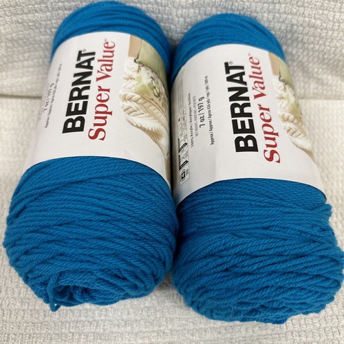 (2) 7oz Bernat Super Value 00616 PEACOCK BLUE Yarn Worsted Med 4 Acrylic - Picture 5 of 6