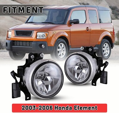 2pcs For 2003-2006 Honda Element Fog Lights Clear Lens Bumper Wiring Switch Kits