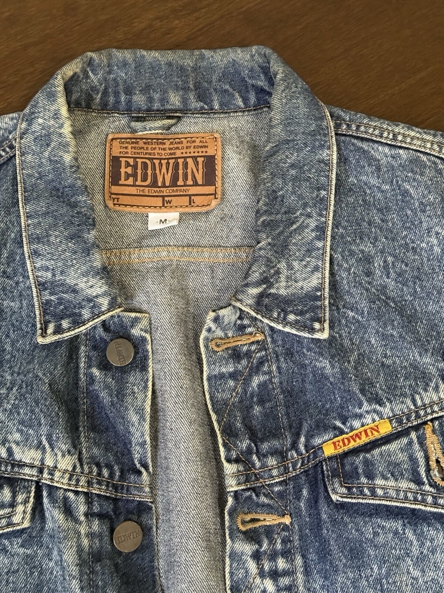 Vintage Edwin Japanese Jean Jacket Mens M Blue Acid Wash