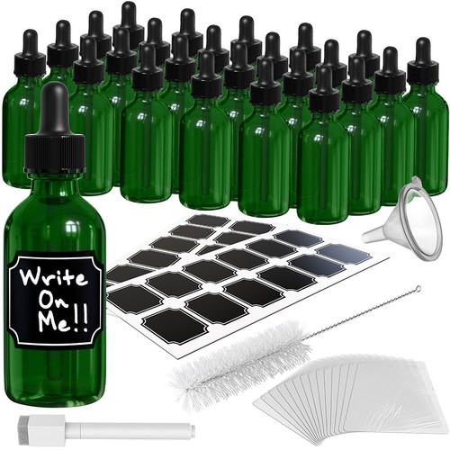 Nevlers 2 oz Green Glass Dropper Bottle (Set of 24) | Includes shrink wrap - Picture 1 of 9