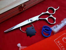 2 YEAR Warranty 7" BARBER Hairdressing scissors ADJUSTABLE SCREW /Wooden Box