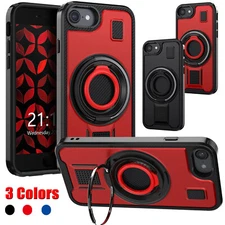 For Apple iPhone 6/6s/7/8 4.7" Shockproof Hard Case, Ring Kickstand Phone Cover