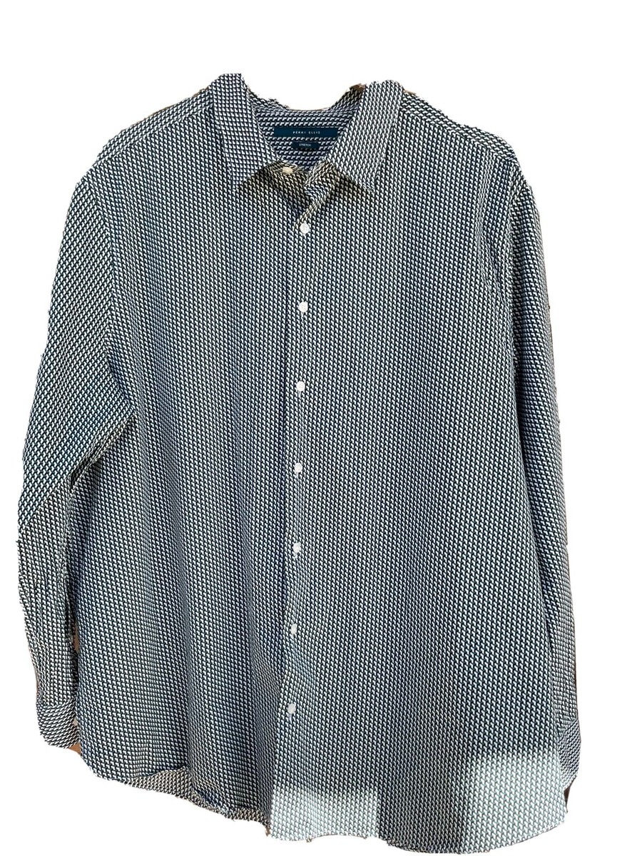 PERRY ELLIS Mens Long Sleeve Dress Shirt Pattern Button Down Size 2XLT