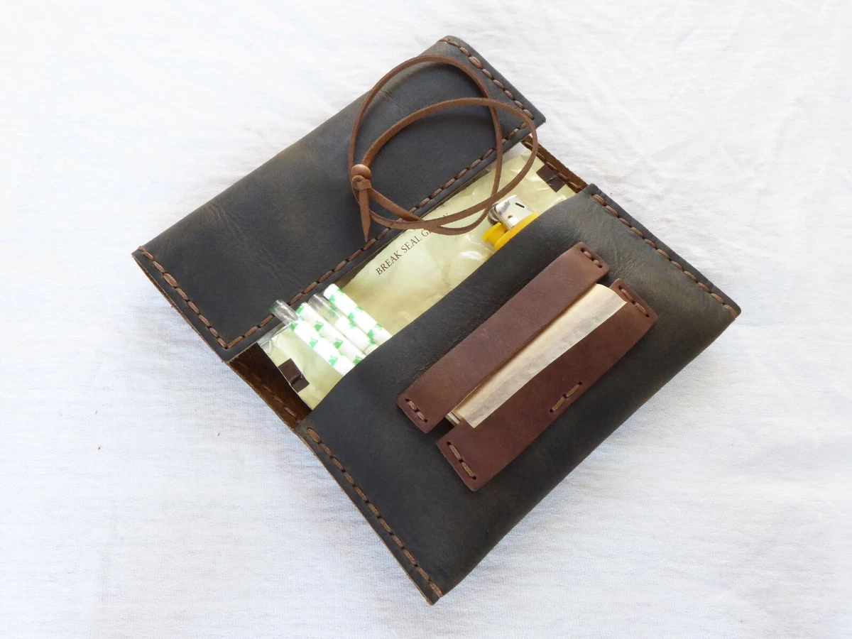 Handmade Leather Tobacco Pouch, Rolling Tobacco Case, Leather