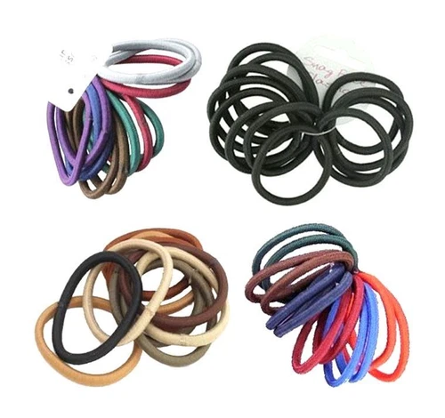 Snag Free Hair Elastics Card 12 Coloured Endless Bands Bobbles Hair Accessory