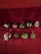 Lot of 9 Vintage Handmade Sequin Beads Jewels Push Pin Round Christmas Ornaments