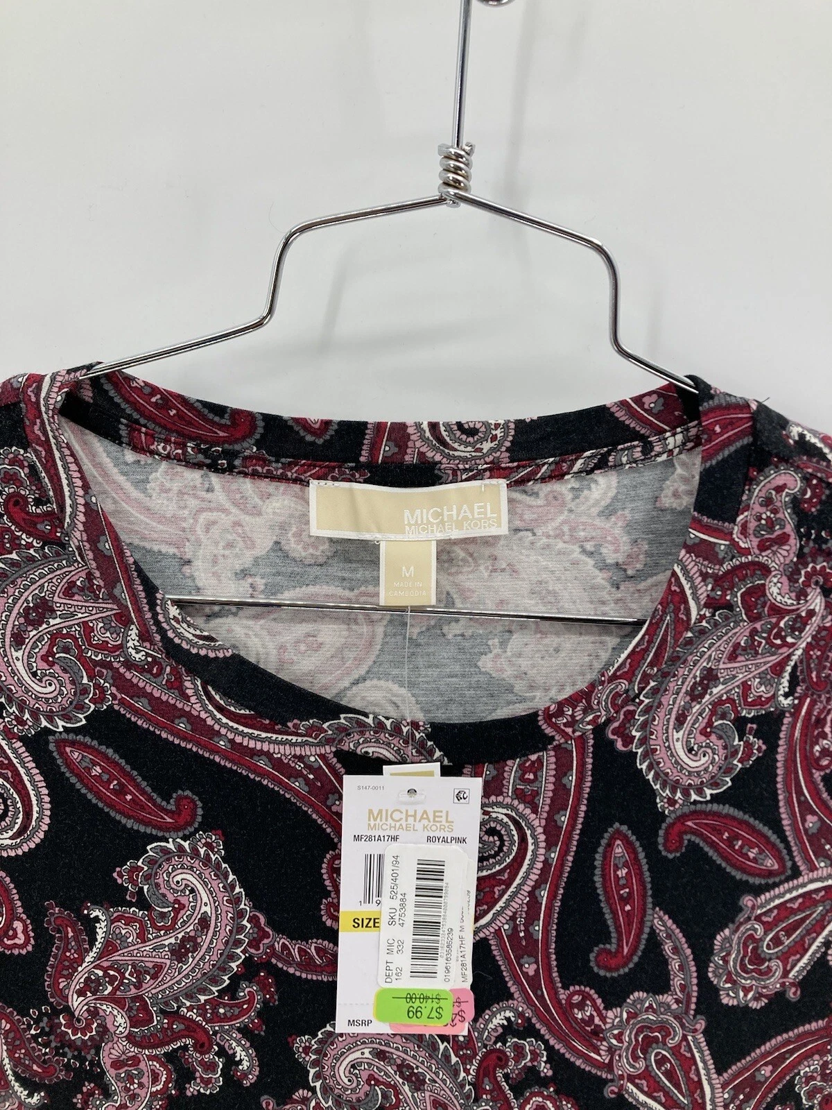 Abito donna Michael Kors sopra il ginocchio finto avvolgente taglia media stampa paisley nuovo con etichetta