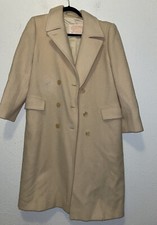 Women s Pendleton VTG 70s Cream 100 Virgin Wool Double Breast Car Coat 12