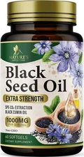 Black Seed Oil Softgels 1000mg - Premium Nigella Sativa Blackseed, Pure Natural