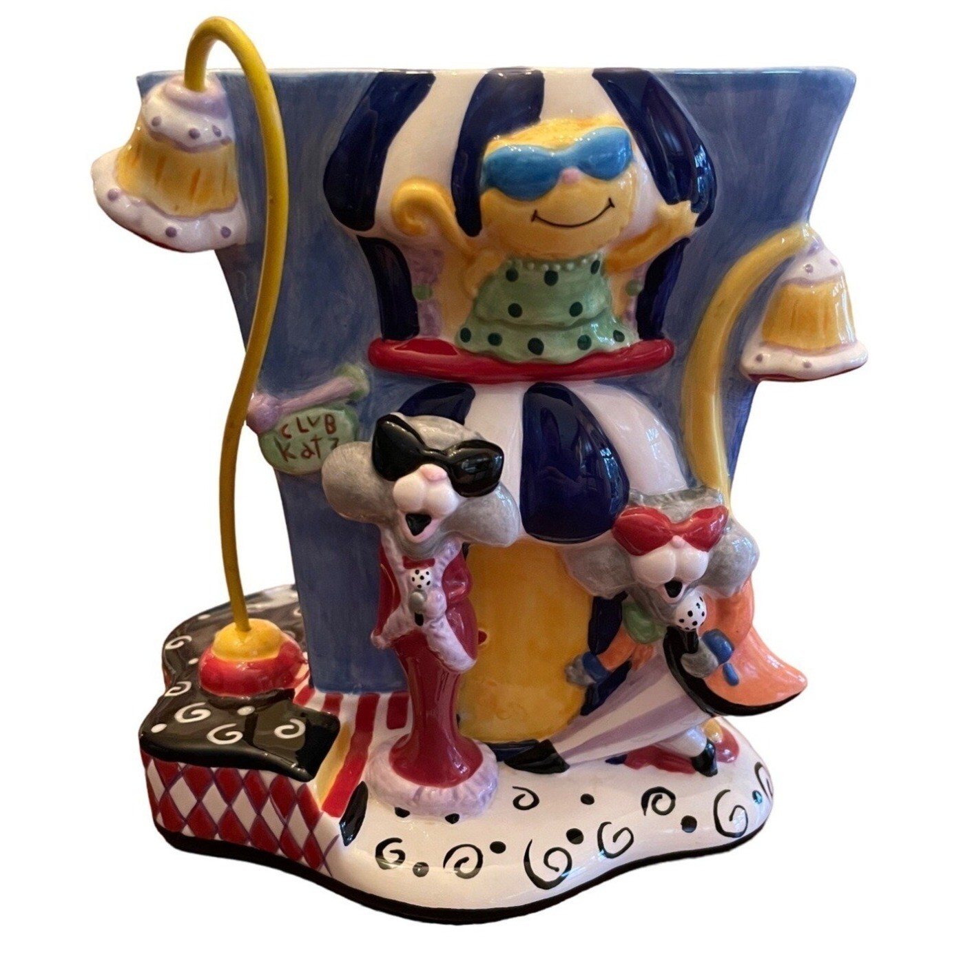 Rare Unique Jule Ez Cookie Jar Club Katz Kitchen Canister Julie Borden No Lid