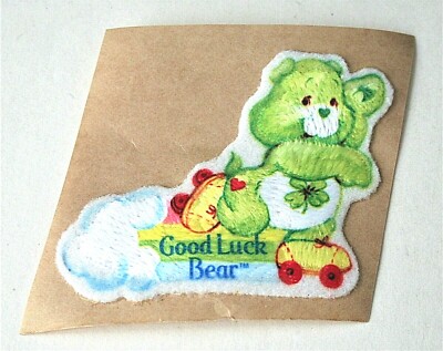 VTG Green Good Luck Care Bear NOS Cartoon Show Cloth Sticker Patch Vending Prize