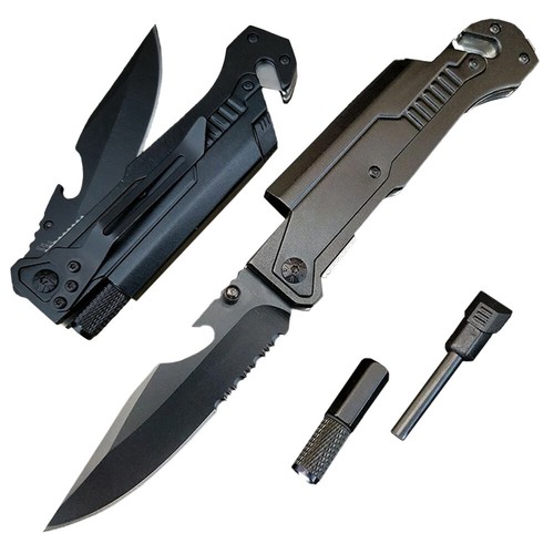 Tactical Spring Assisted Folding Pocket Knife MULTITOOL LED Fire Starter EDC 8" - Imagen 10 de 14
