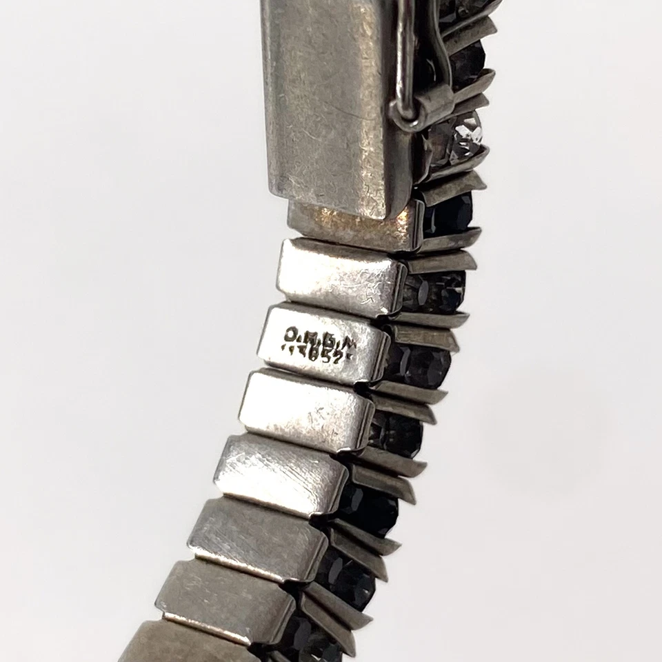 Pulsera Art Déco DRGM De Schreiber & Hiller - Metal Plateado, Ónix & Strass 1930 - Imagen 4 de 4