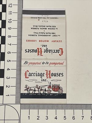 Vintage Matchbook Cover  Carriage Houses Luxury Motor Lodges Cocoa Beach, FL gmg