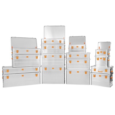 ALUBOX  Premium Alu Transportbox Werkzeugkiste Lagerbox abschließbar Stapelecken