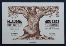 Business card AUDRA modern furniture walnut wolf bramble DIE Drôme visit card 2