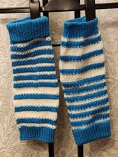 Handmade Knitted Women Striped Leg Warmers Gaiters