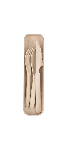 Juego de cubiertos de viaje ecológicos, juego de cubiertos, cuchillo, tenedor, cuchara + estuche de transporte - Imagen 7 de 8