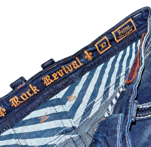 Rock Revival Jeans Potter Straight Mens 32 x 34 Distressed Blue Denim RARE NWOT - Picture 8 of 8
