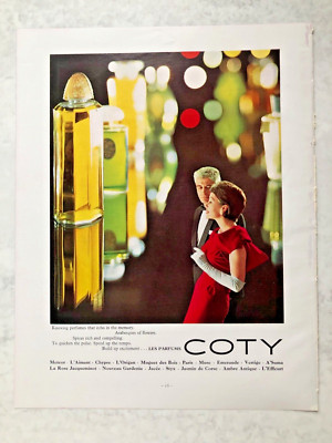 1961 Anzeige COTY LES PARFUMS METEOR L'AIMANT CHYPRE VERTIGE STYX JACEE MUSE