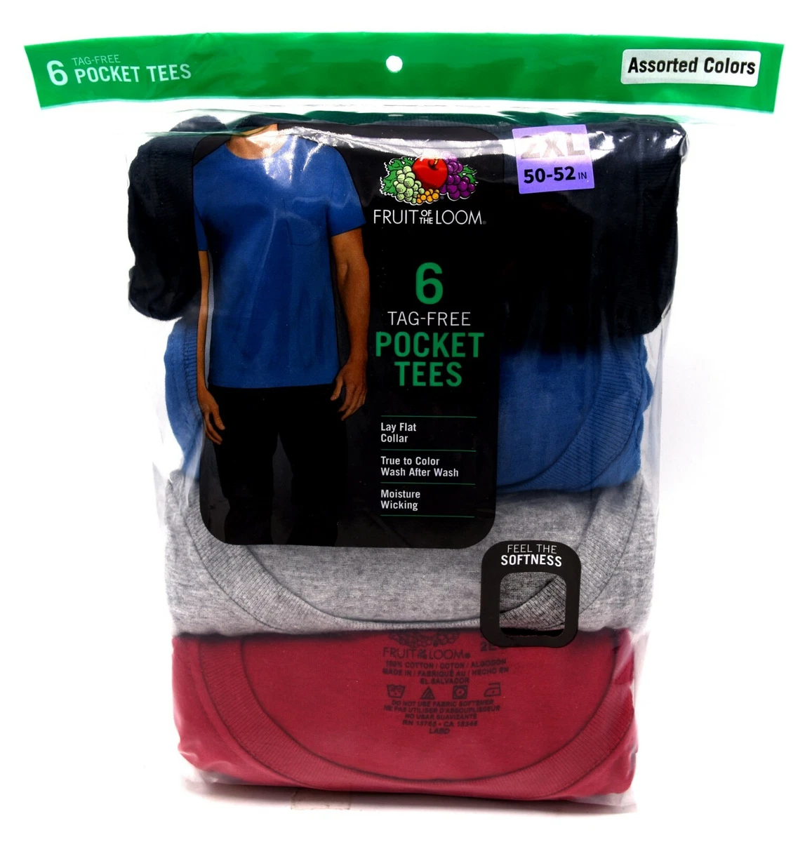 fruit of the loom pocket tees 2xl