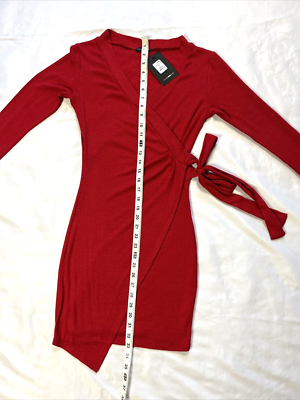 Fashion Nova Natasha Wrap Dress - Red Size Medium | eBay