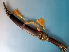 Hand Forged Folded Steel Blade KUNGFU Scimitar Machete Saber Sword Sharp Tigers