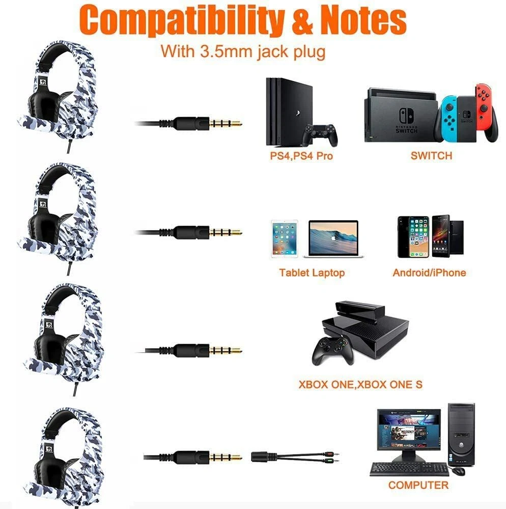 Gaming headset with mic for xbox one ps4 pc nintendo switch tablet new arrivals