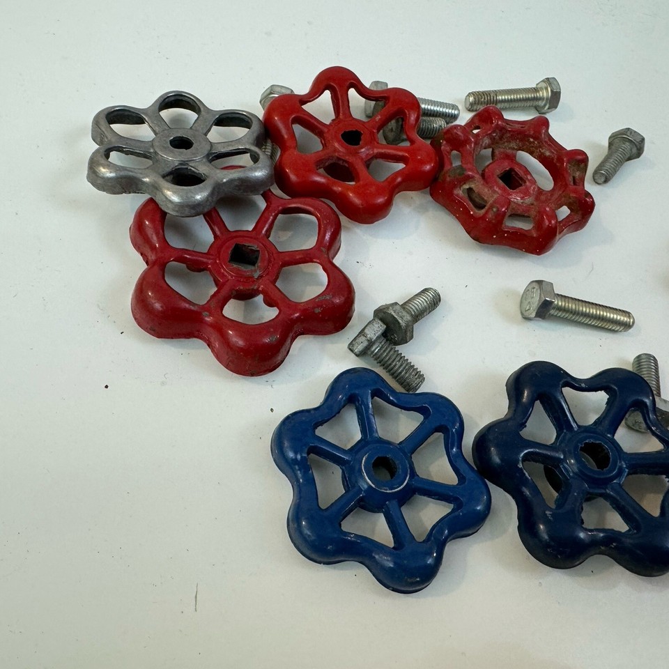 Lot Of 8 Vintage Metal Outdoor Faucet Hose Handles With Screws Fast