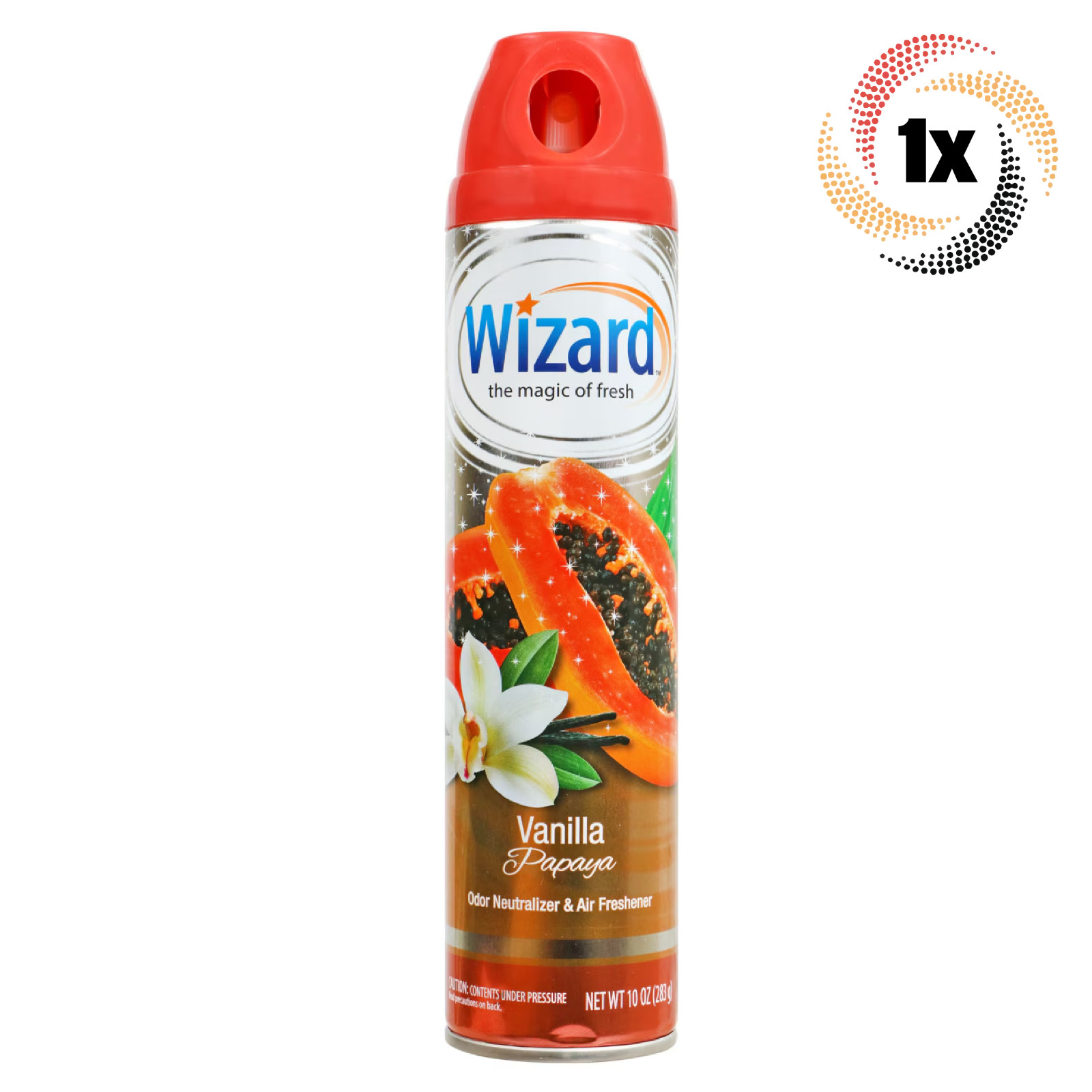1x Спрей-нейтрализатор запаха и освежитель воздуха с ароматом ванили и папайи Wizard | 10 унций