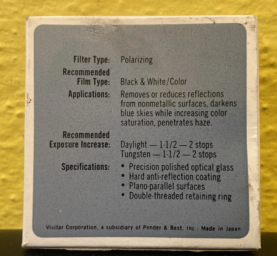 VIVITAR 55mm Polarizing Filter Lens + Case - Made In Japan - Image 2 of 3