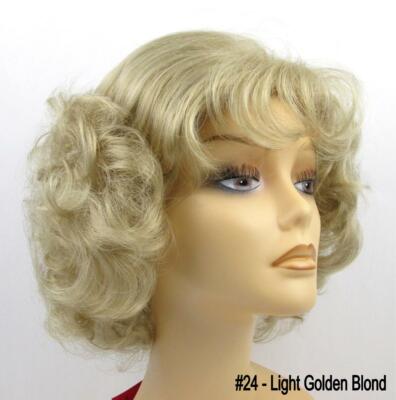WOMENS SHORT CHIN LENGTH GYPSY PAGE CURLS CURLY WIG W/ BANGS SALLY GOLDEN GIRLS