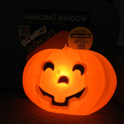Blinky Glow Lite Halloween Jack O Lantern Pumpkin Blow Mold Box Vintage ...