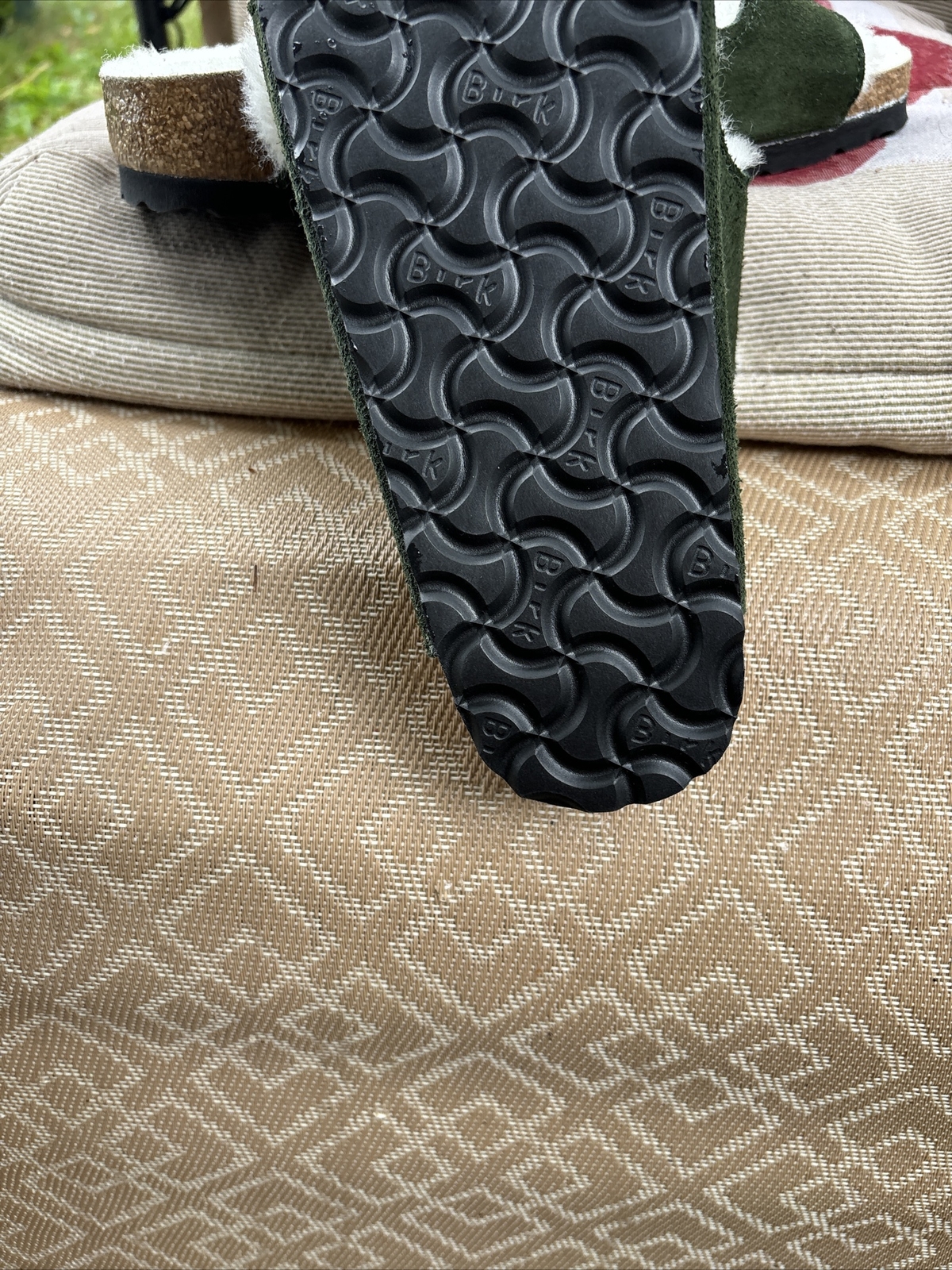 Birkenstock Arizona Suede Leather Genuine Fur Shearling Mountain Green 38 image 5