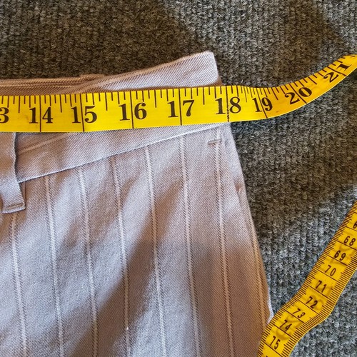 J Jill Pant Women 14 Tall Gray Striped Linen Flat Front Tapered High Rise Career - Picture 7 of 12