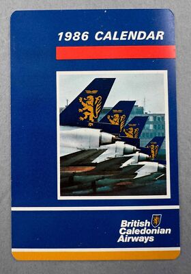BRITISH CALEDONIAN AIRWAYS 1986 AIRLINE POCKET CALENDAR DOUGLAS DC-10 BCAL