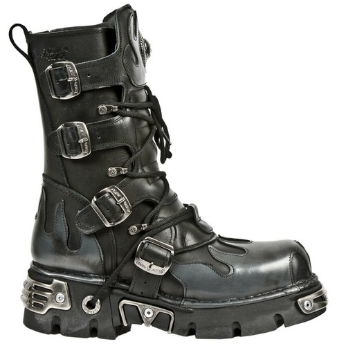 black leather goth boots