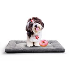 Dog Crate Pad Washable Dog Bed for Crate Small Cozy Mat 24-Inch Gray