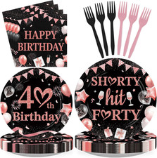 96 Pcs 40Th Birthday Party Decorations for Women, Serves 24  Shorty Hit Forty