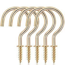 Cup Screw Hooks,100 Pack 1 inch Metal Screw in Ceiling Plant Hanger 1 Inch Gold
