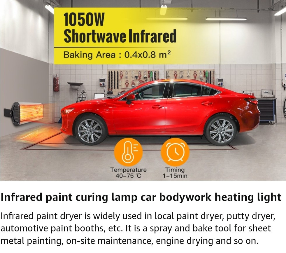 Solary Infrared Paint Curing Lamp, 1000W 110V 1580U