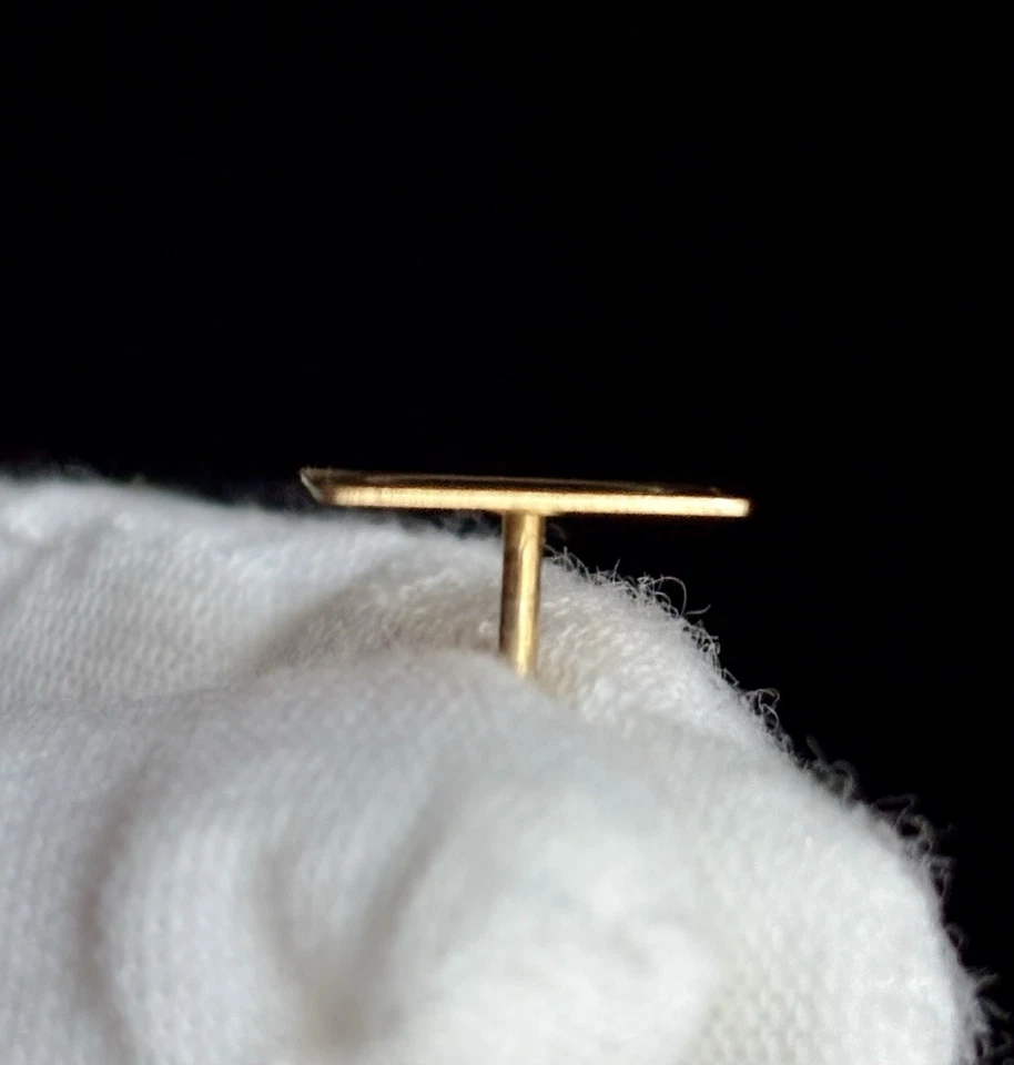 Pin de corbata Art Deco de oro amarillo de 14 k 11 mm X 8 mm grabable vintage Foto 3 de 4
