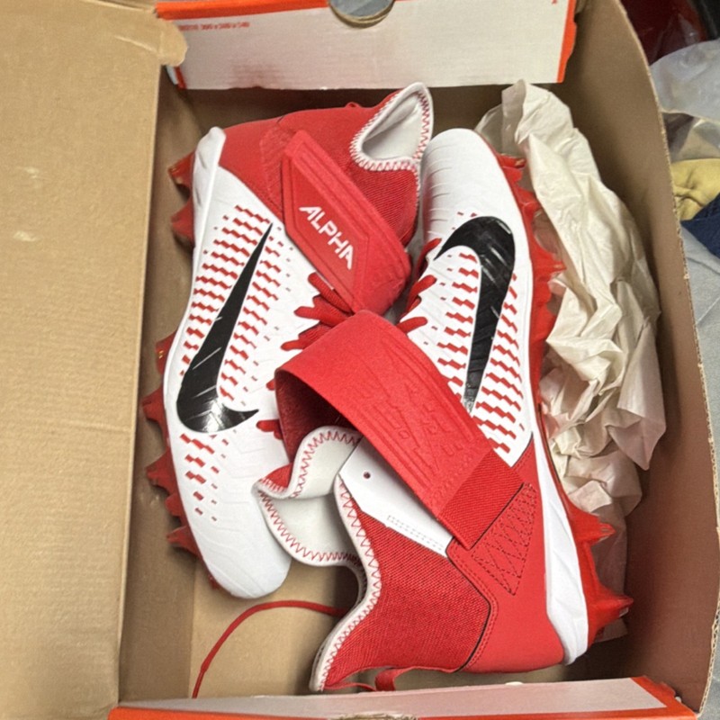 Nike Alpha Football Cleats Red White Men's US Size 12 Medium (D, M)