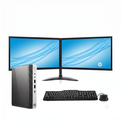 HP EliteDesk 800 G3 Desktop PC Intel i5 32GB 1TB SSD Dual 24'' Monitor Win11 Pro