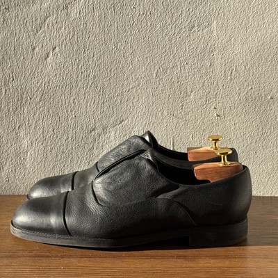 John Varvatos Black Leather Slip On Cap Toe Oxfords Men's Size 11
