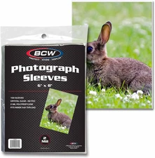 BCW 6X8 Photo Sleeves - 100 Pack | Archival Photo Sleeves for Art, Postcards & P