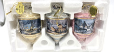 3 Thomas Kinkade Heirloom Glass Ornaments Bradford Exchange 2002 Set 13th Issue