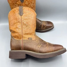 Justin Starlina Western Leather Boot Stitched Floral Cowgirl Women Size 8.5 B