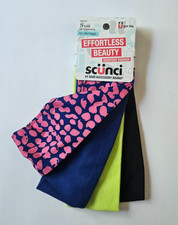Scunci Effortless Beauty 5 Pc Headwrap Set Neon Blue Black Pink NEW NOS