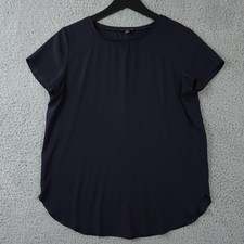Ann Taylor Shirt Womens Medium Blue Short Sle...